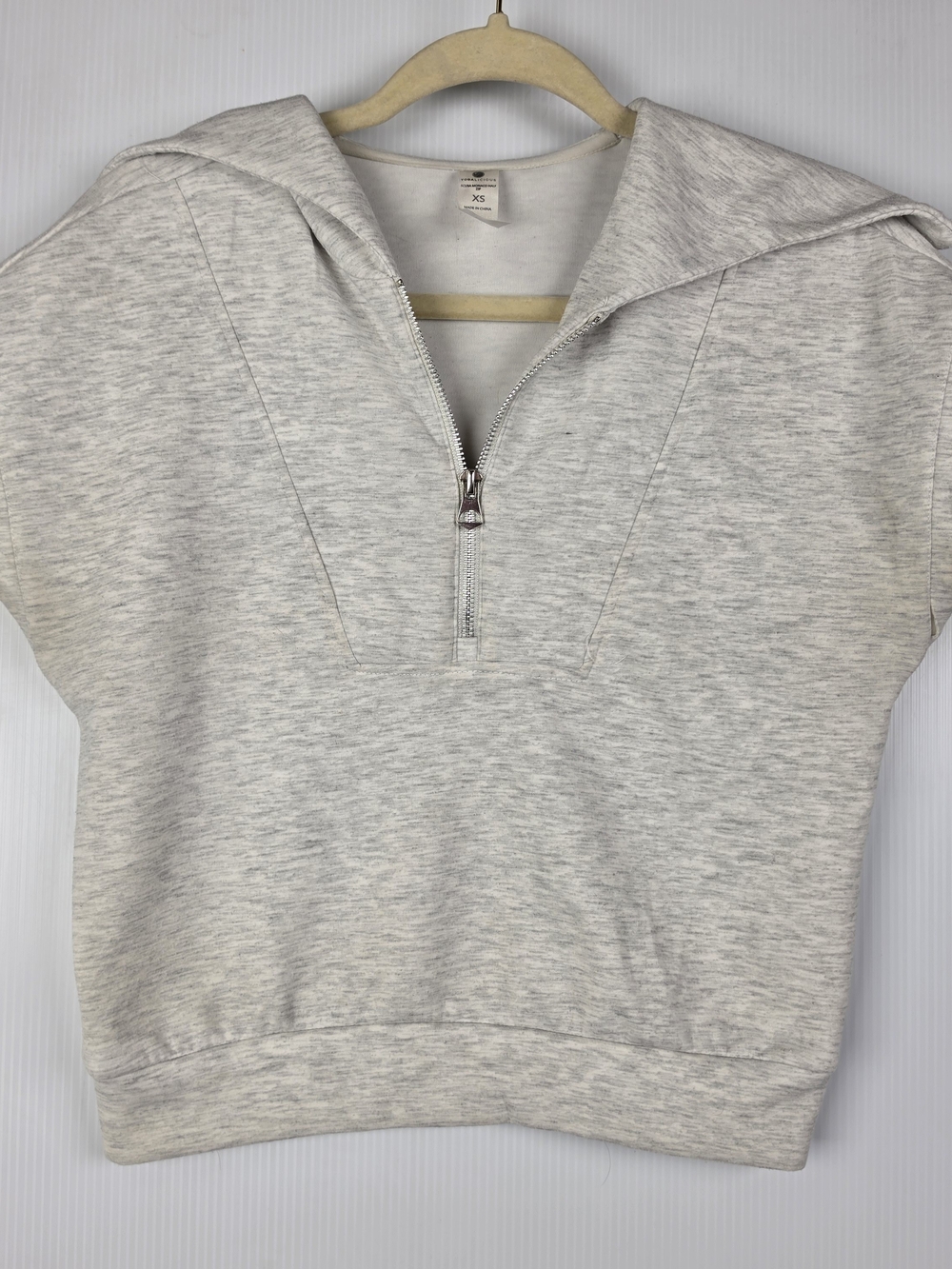 Yogalicious Light Heather Gray Zip Cowl Pullover